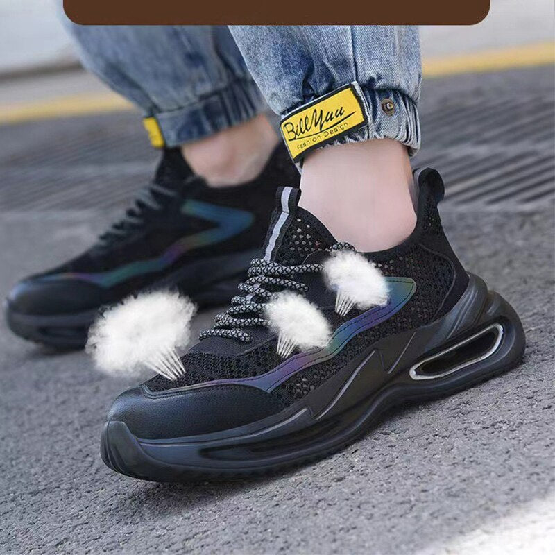 Waliantile 2023 Summer Work Safety Shoes For Men Male Puncture Proof Anti-smashing Industry Working Boots Sneakers Steel Toe Man