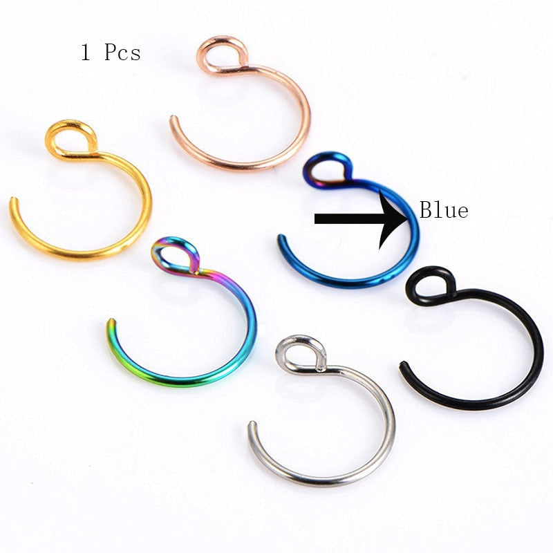 1PC G23 Titanium Nose Rings D Shape Nose Hoop Stud Ear Cartilage Piercing Nose Nostril Piercing Nariz Body Jewelry Piercings