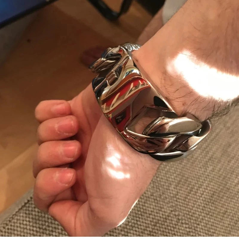 Silver Tone Cuban Curb Bracelet - Jeglowstore