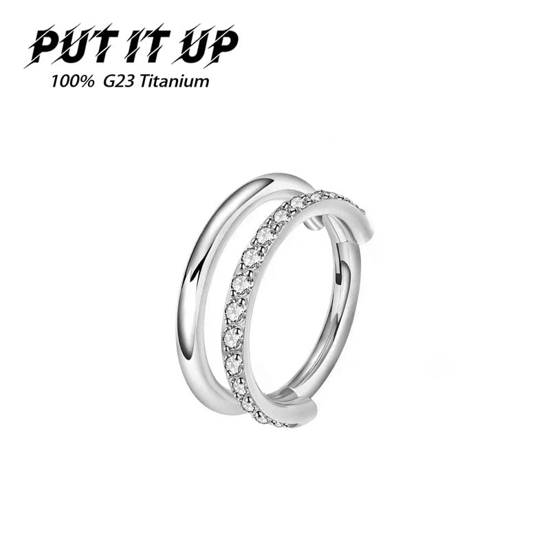 ASTM F136 Titanium Nose Piercing Ring 16G CZ Hinged Septum Clicker Segment Ear Cartilage Tragus Helix Lip Ring Piercing Jewelry