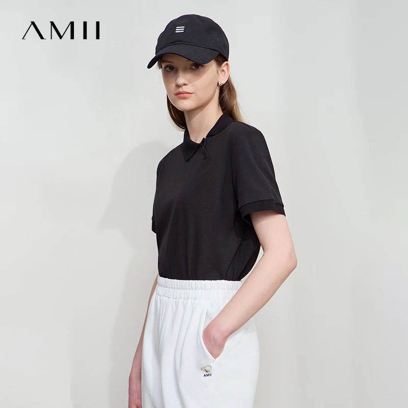 Amii Women’s Asymmetric Polo T-Shirt - Jeglowstore
