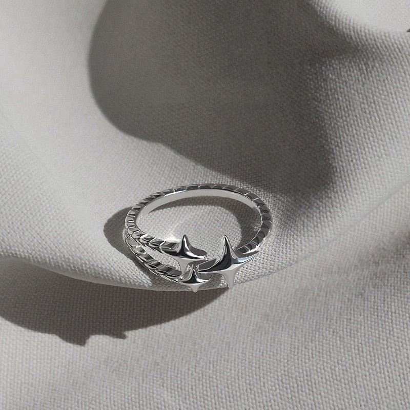 2023 New Arrival Irregular Hollow Silver Color Wide Ring Female Fashion Retro Unique Design Handmade Jewelry Gifts