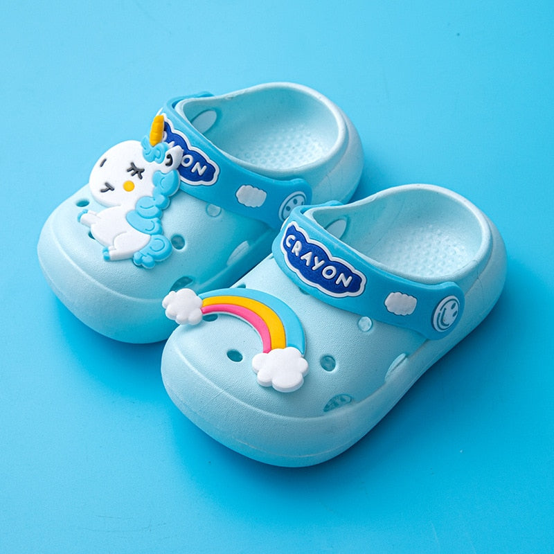 Summer New Children's Cold Slippers Indoor Non -slip and Soft Bottom Comfort Cute Baby Hole Shoes, Boys and Girls Home Slippers