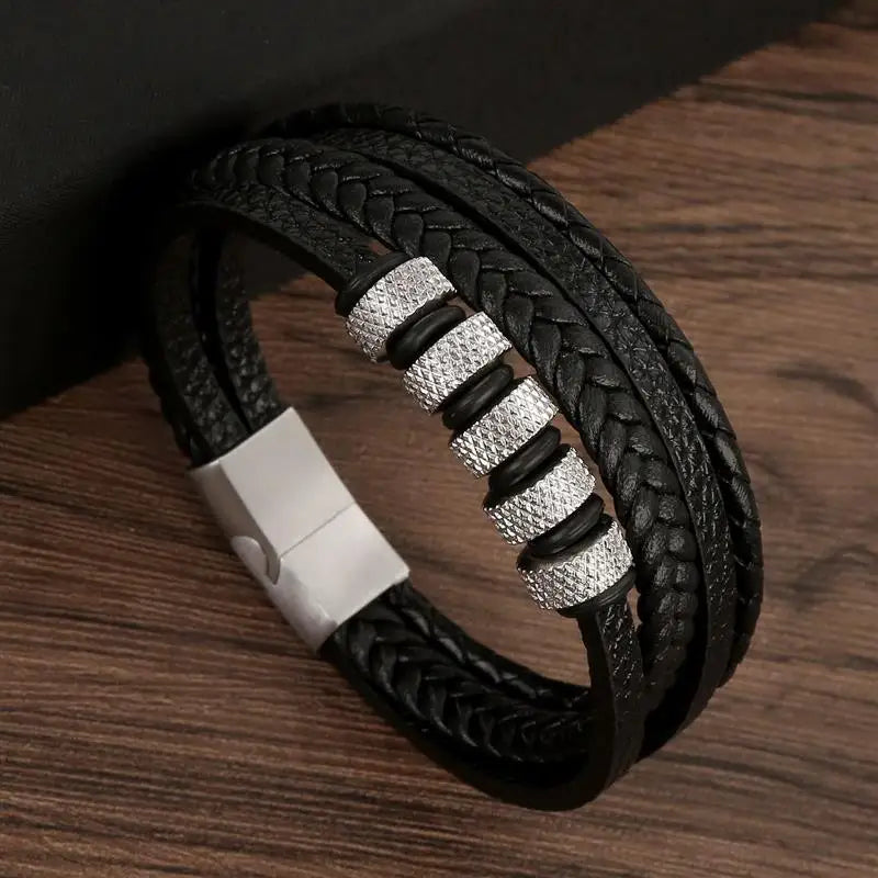 Men’s Classic Handwoven Leather Bracelet - Jeglowstore