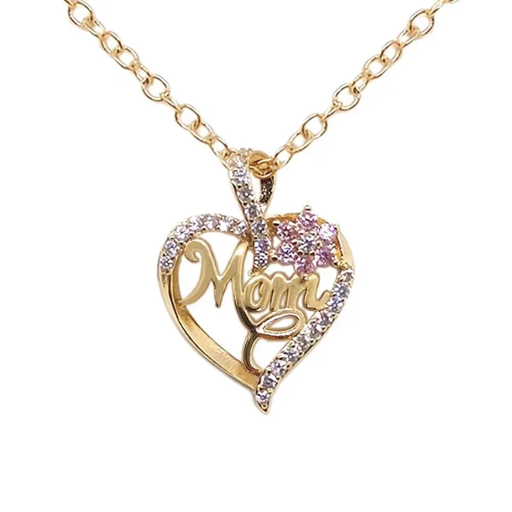 Gold Heart Mom Charm Necklace - Jeglowstore