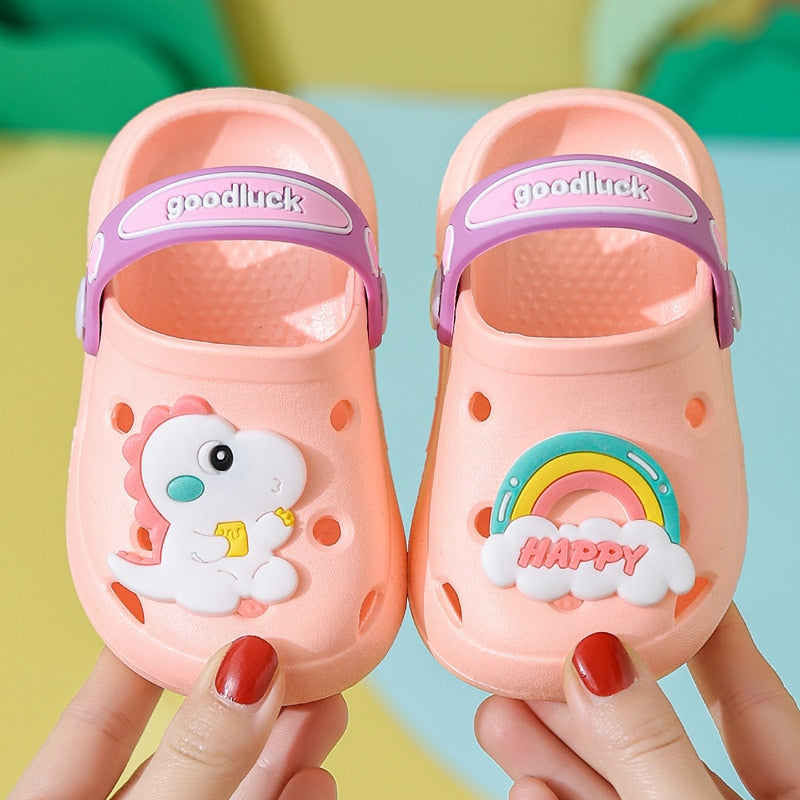 Summer Kids Sandals Hole Children's Shoes Slippers Soft Anti-Skid Cartoon DIY Design Hole Baby Shoes Sandy Beach For Boys Girls