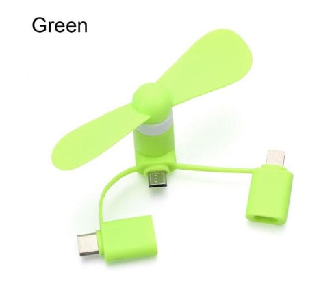3 in1 Mini Cell Phone Fan Compatible with iPhone/iPad/Android Smartphone/Tablet Cell Phone Pink Blue Orange Green Black White