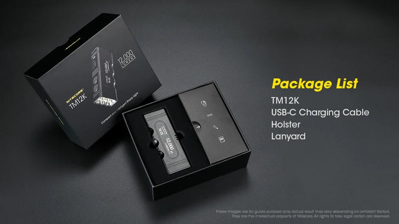12000 Lumens NITECORE TM12K USB-C Rechargeable High Power Flashlight Built-in 21700 Li-ion Battery
