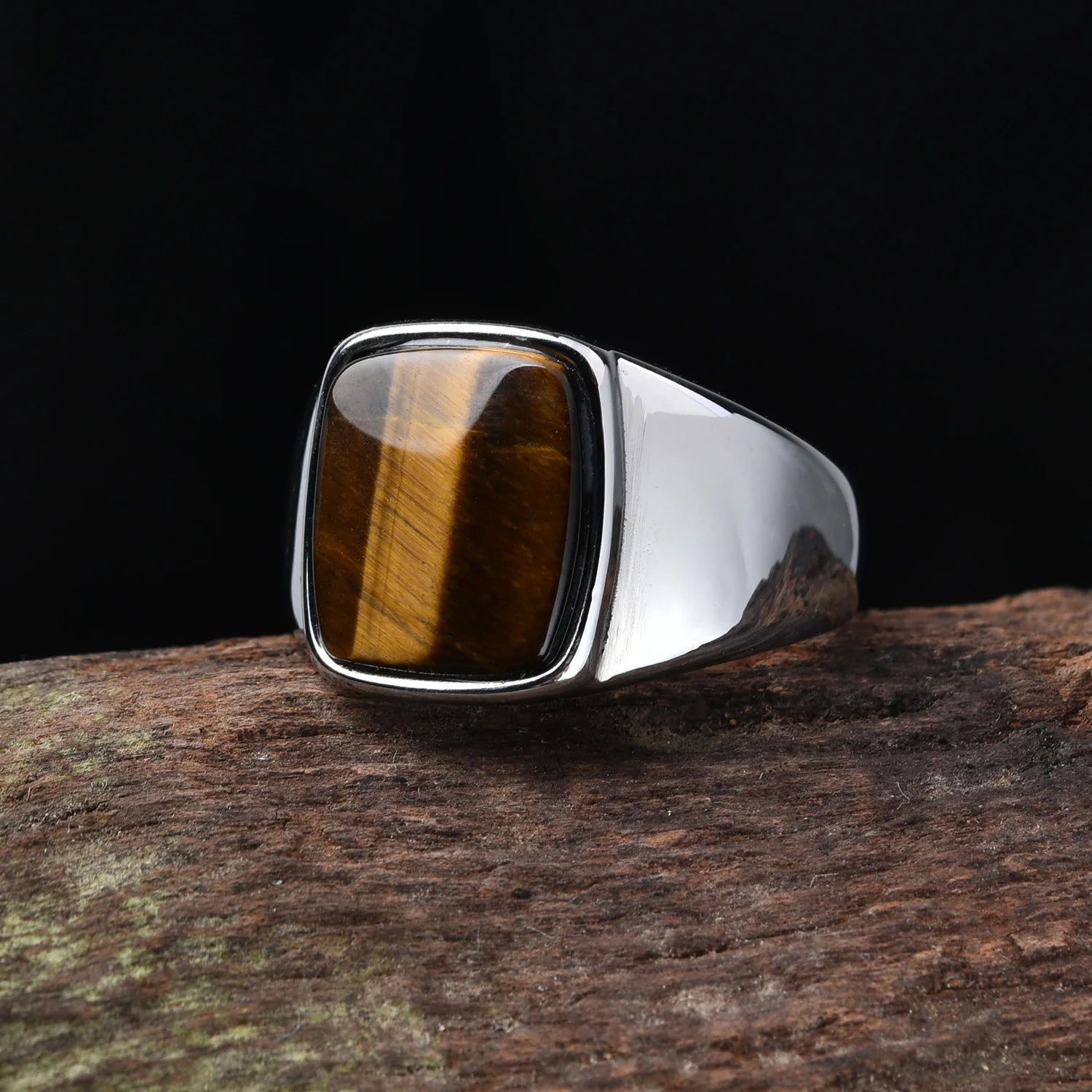 Unisex Stainless Steel Gemstone Ring - Jeglowstore