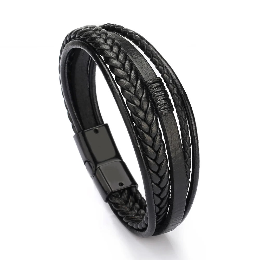 Genuine Leather Braided Men’s Bracelet - Jeglowstore