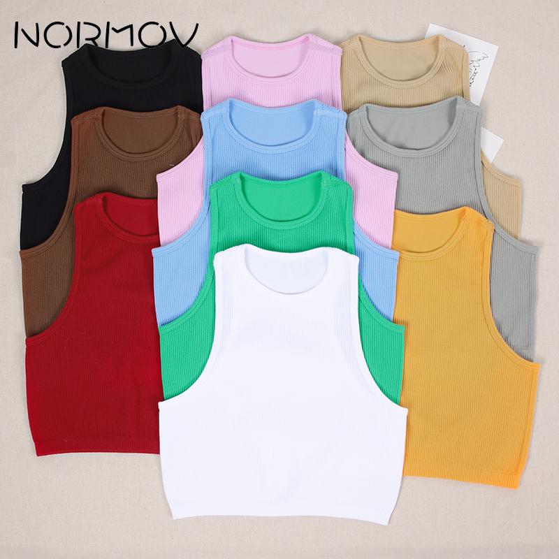 NORMOV Fitness Yoga Bra Sports Crop Tops Seamless Ribbed Sports Bras Tops Knit Paddleless Top Womens High Strength Shock Proof