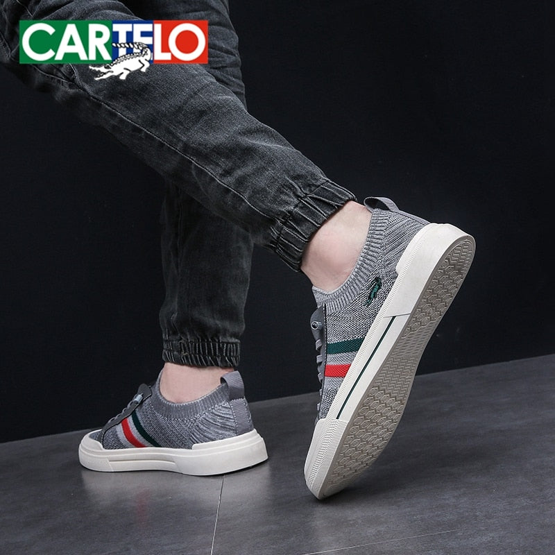 CARTELO Men Vulcanized Fashion Sneakers Breathable Comfortable Flat Casual Shoes Sports Running Shoes Outdoor Male Sneakers