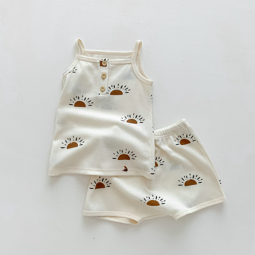 2pcs Baby Boys Girls Outfits Sets Summer Fashion Short Sleeve Kids T-shirts + Shorts Cotton Baby  Clothing