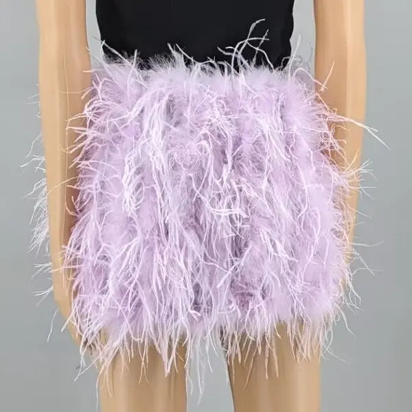 Ostrich Feather Mini Skirt - Jeglowstore