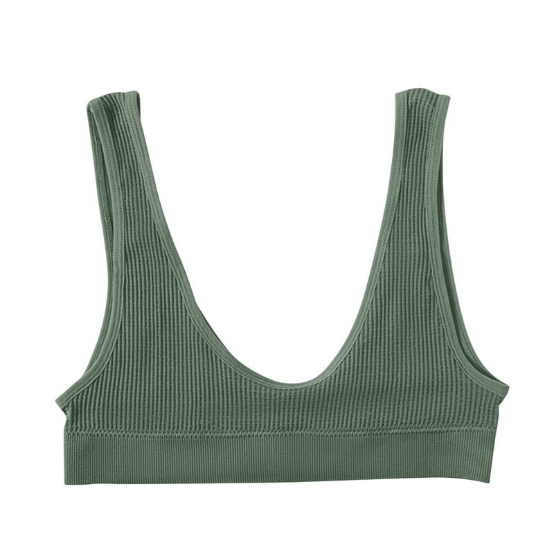 Sexy Seamless Bra Crop Top Women Rib Bralette Women's Plunge Underwear Scoop Neck Tank Top U Back Camisole Sports Bra Tube Top