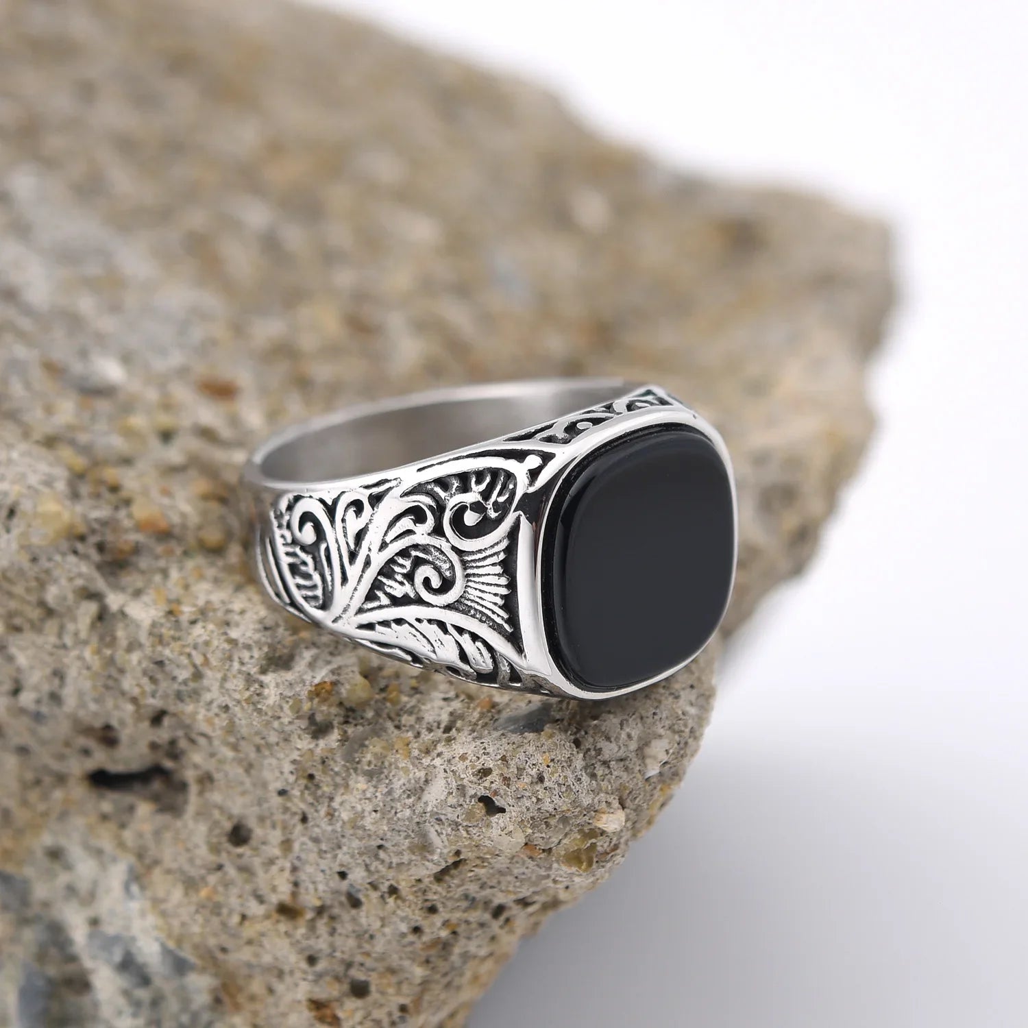 Men’s Multi-Color Stainless Steel Gemstone Ring - Jeglowstore