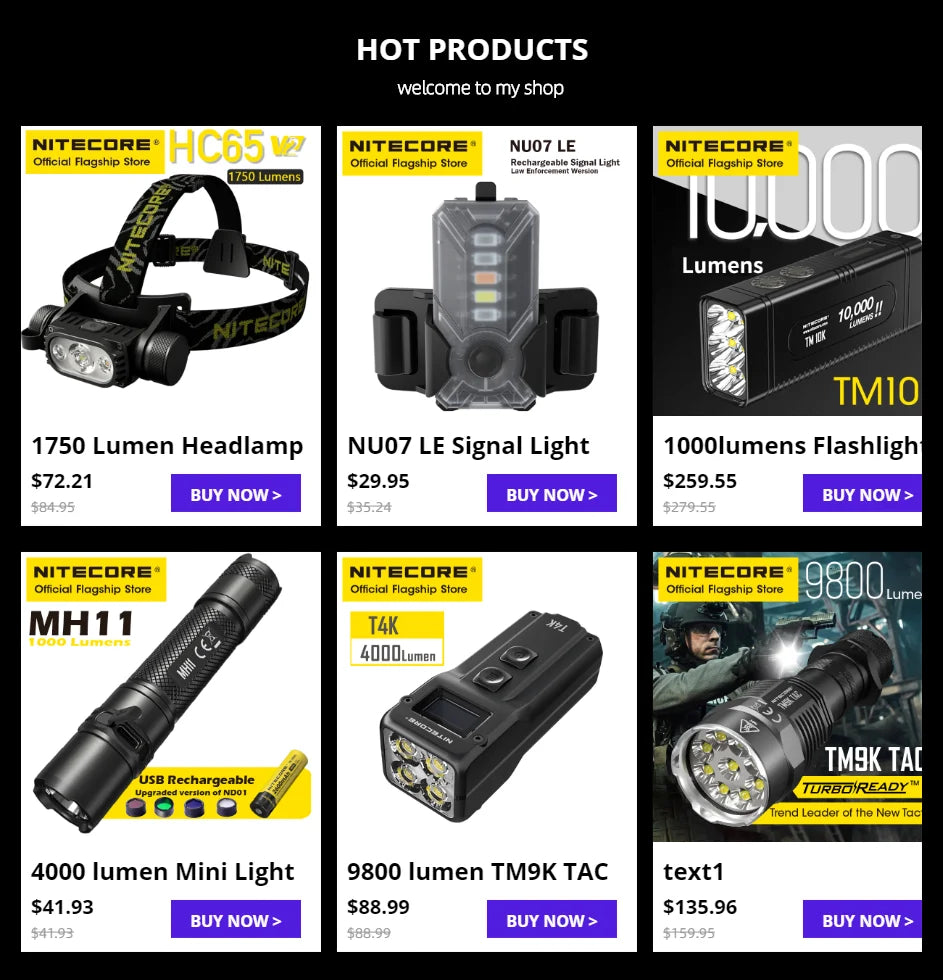 NITECORE TM12K Tactical Flashlight Powerful USB-C Rechargeable Super Bright 18W QC Searchlight CREE XHP50, 21700 Li-ion Battery