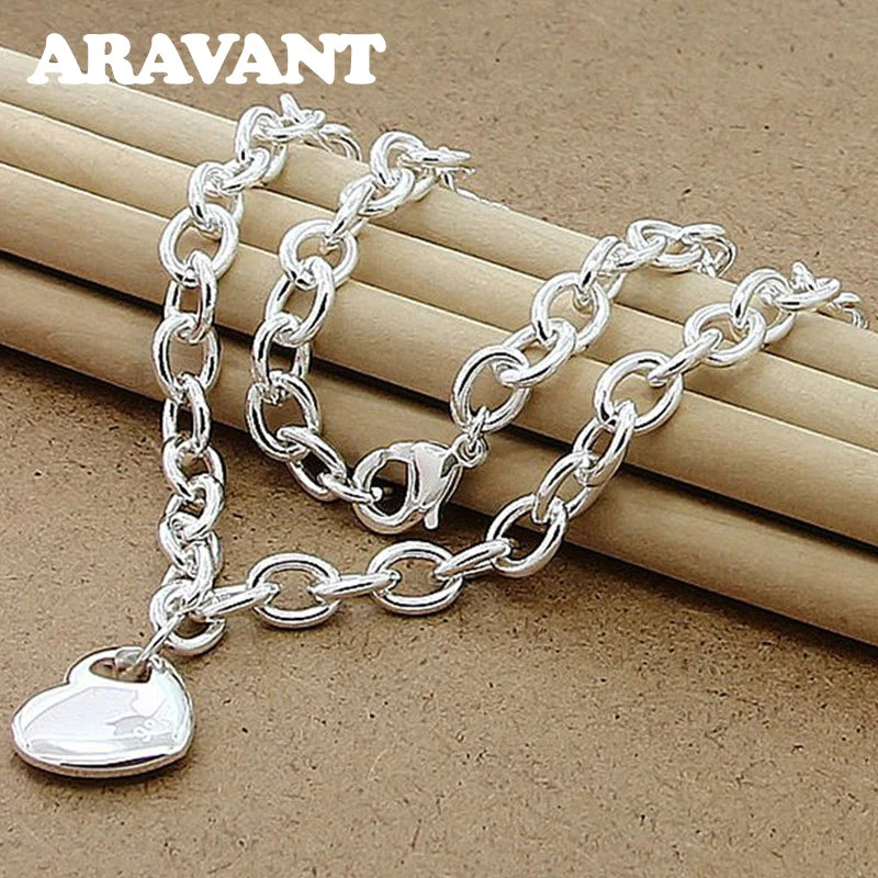 Bridal Love Heart Necklace & Bracelet Set - Jeglowstore