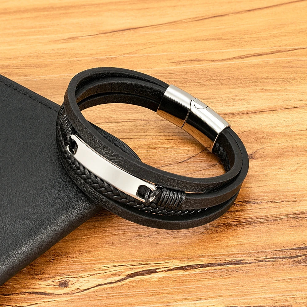 Men’s Multilayer Braided Leather Bracelet - Jeglowstore