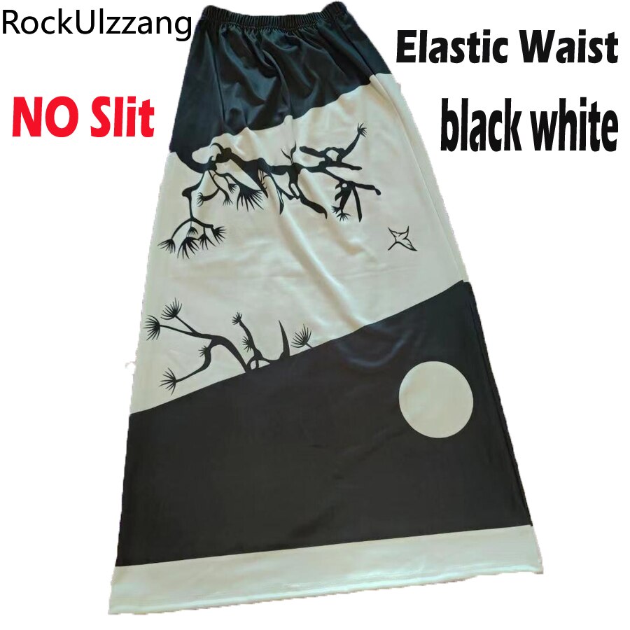 High Split Maxi Long Black Skirt Elastic Waist Midi Skirts Harajuku Gothic Japanese Letter Grunge Punk y2k Street hippie vintage