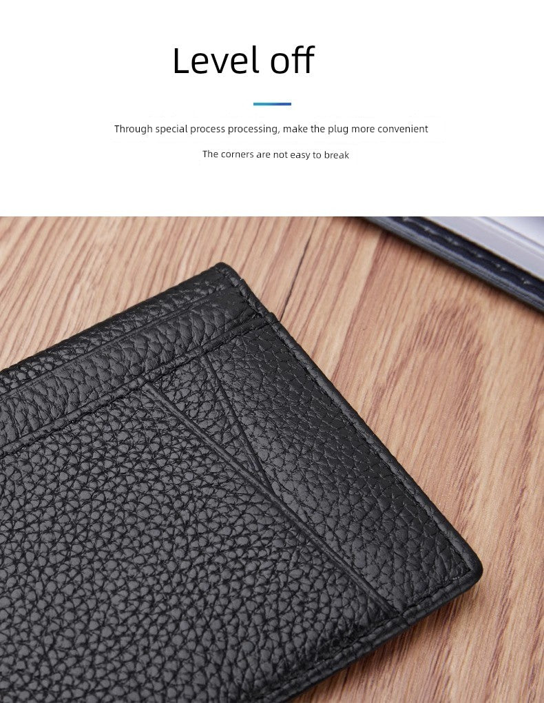 Ultra-Thin Genuine Leather Card Holder Men Driver's License Wallet Small and Simple Multi-Card Card Clip