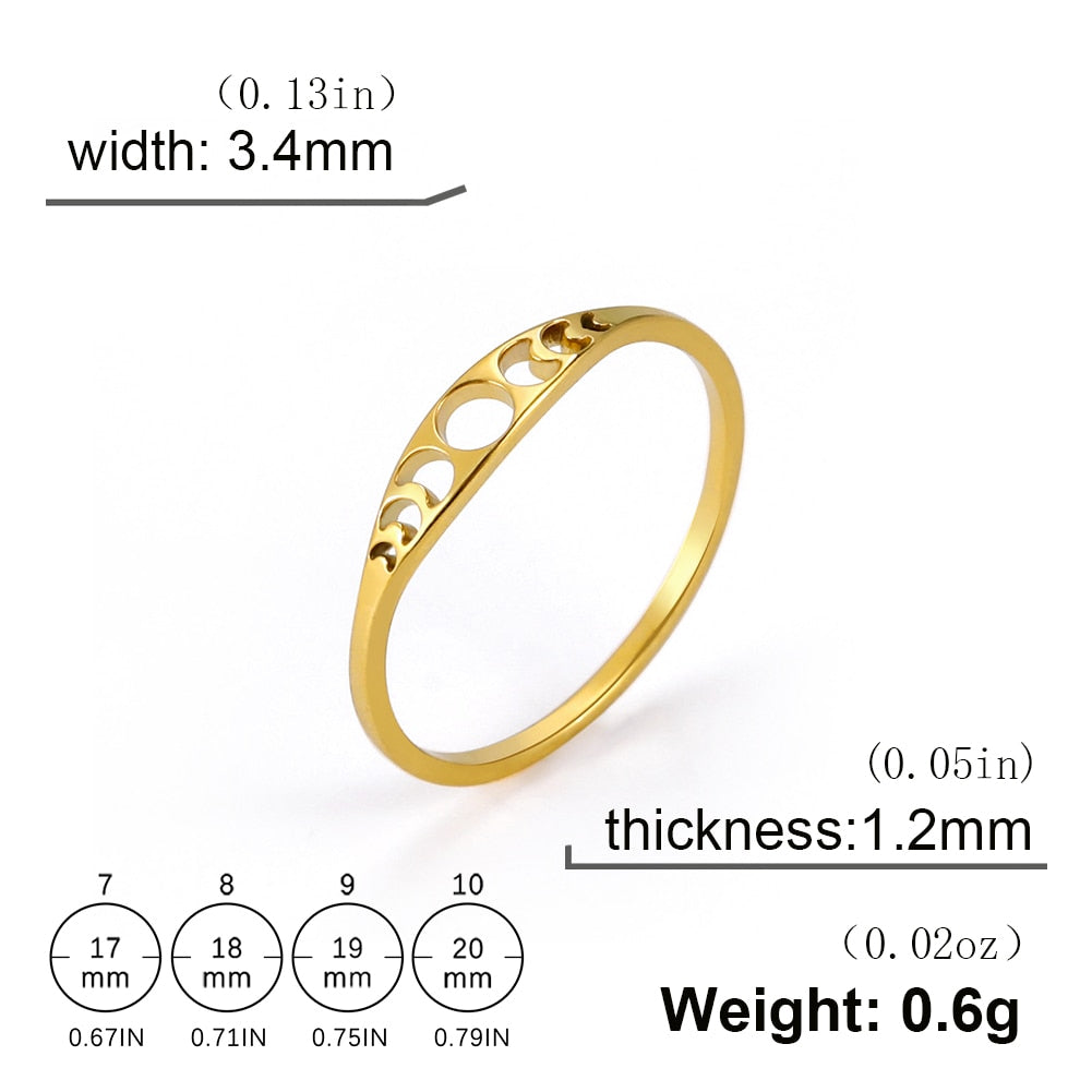 Skyrim Moon Phase Ring Stainless Steel Crescent Moon Women Rings 2023 Witch Amulet Jewelry Gift for Lover Friends Wholesale