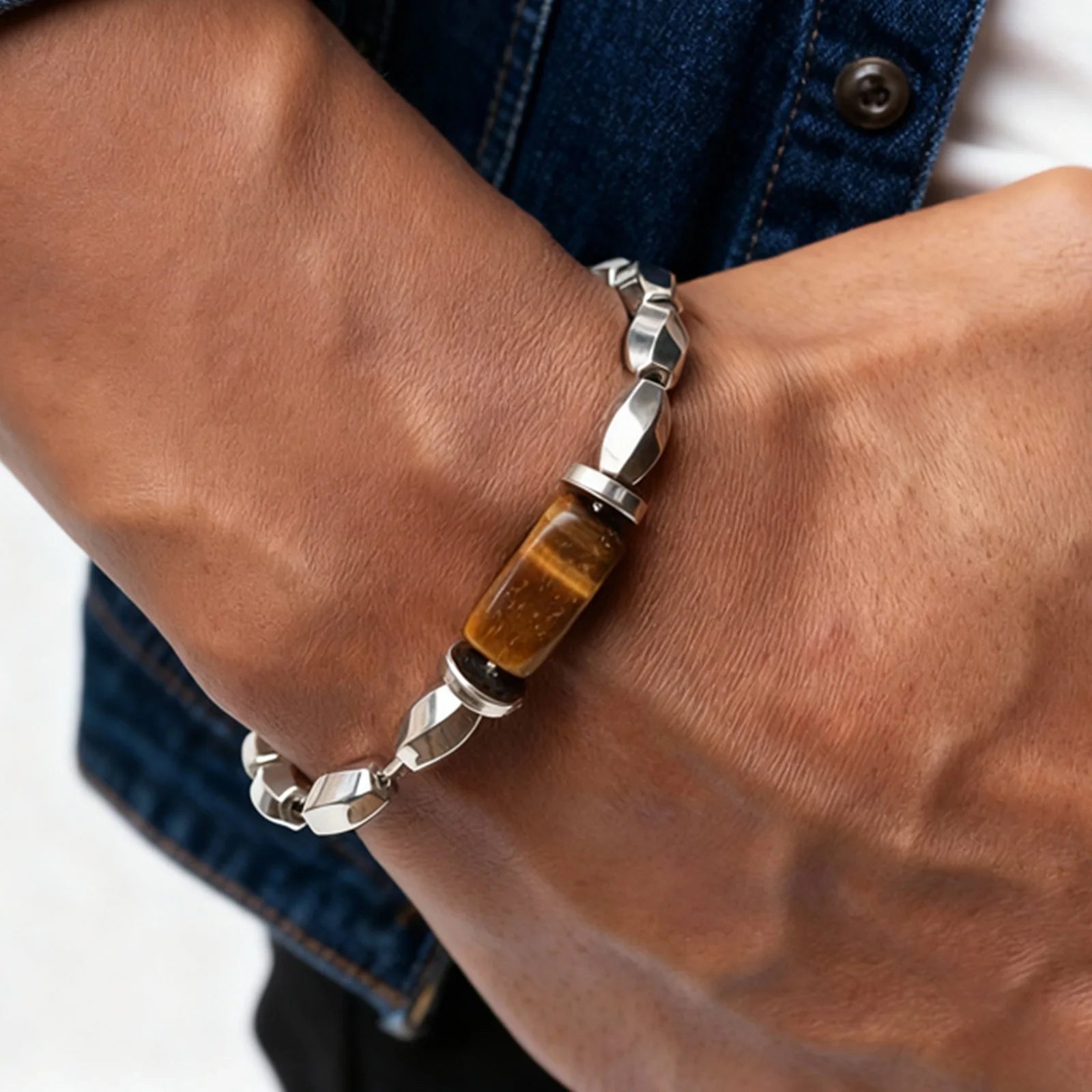 Elastic Tiger Eye Men’s Bracelet - Jeglowstore