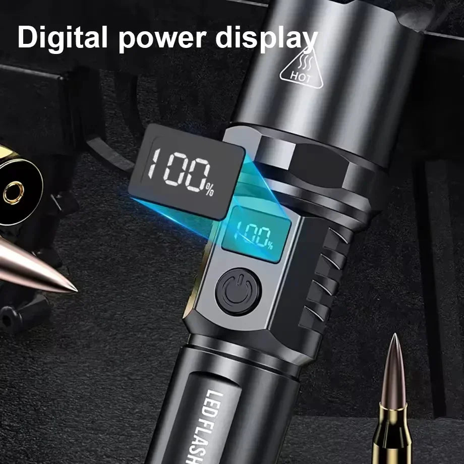 Super Bright LED Flashlight USB Rechargeable Flashlights with Tactical Zoom High Power Spotlight Outdoor Camping Fishing Torch