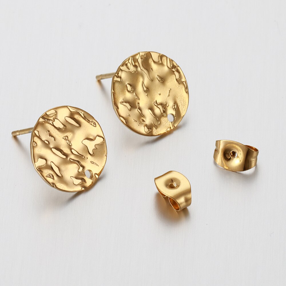 No Fade 10pcs Stainless Steel Ear Studs Earring Post Base Pins with Ear Backs Earplug for Earrings DIY Jewelry Making Components