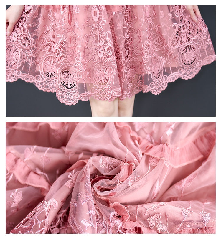 Women's Silk Embroidered Dress 2022 Summer New Large Size Loose Tight Printed Swing Skirt High End Elegant Party Skirt Vestidos