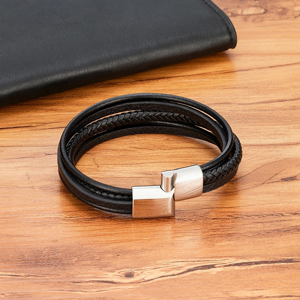 Men’s Multilayer Woven Leather Bracelet