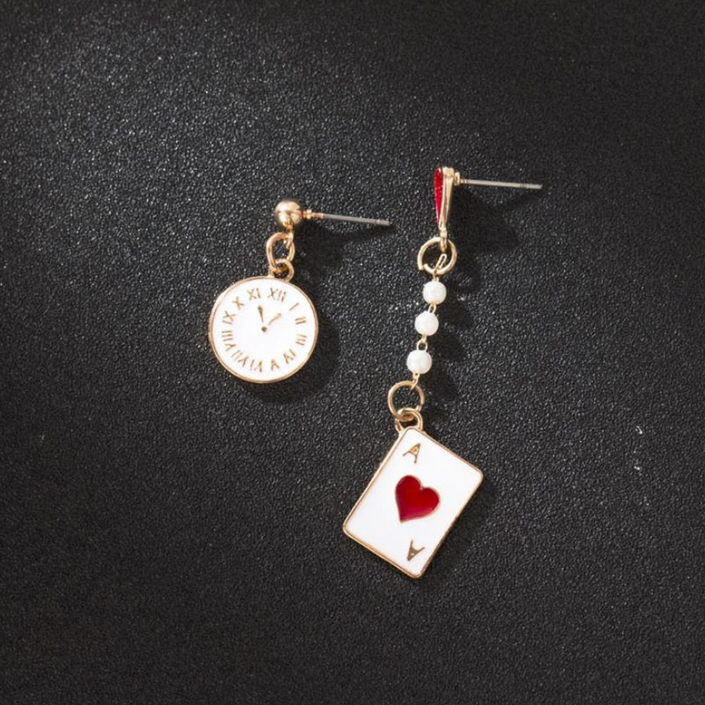 Cute Fairy Tales Animal Rabbit Pearl Stud Earrings Sweet Girls Women Asymmetric Love Heart Ear Studs Jewelry