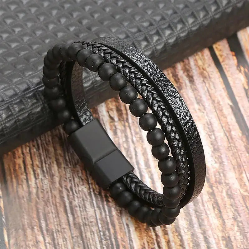 Men’s Classic Handwoven Leather Bracelet - Jeglowstore