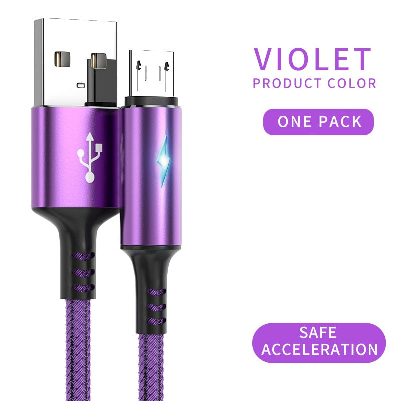 USB Micro Cable 3A Fast Charging Data Cable Charger Cord for Samsung Xiaomi Mobile Phone Accessories LED Indicator Usb Cable