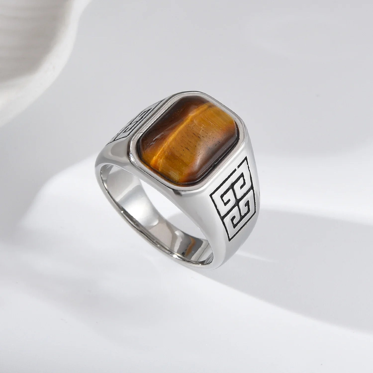 A3485 Men's High Quality 316LStainless Steel Onyx Watchband Rings Classic Fashion Trend Jewelry Product - Jeglowstore