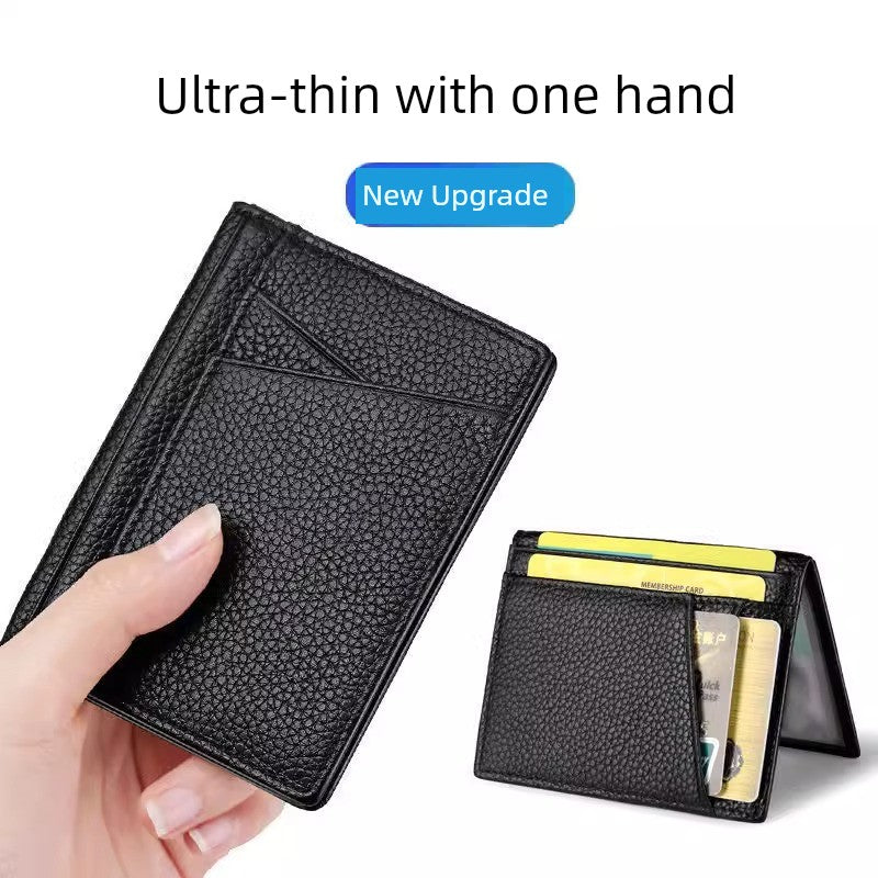 Ultra-Thin Genuine Leather Card Holder Men Driver's License Wallet Small and Simple Multi-Card Card Clip
