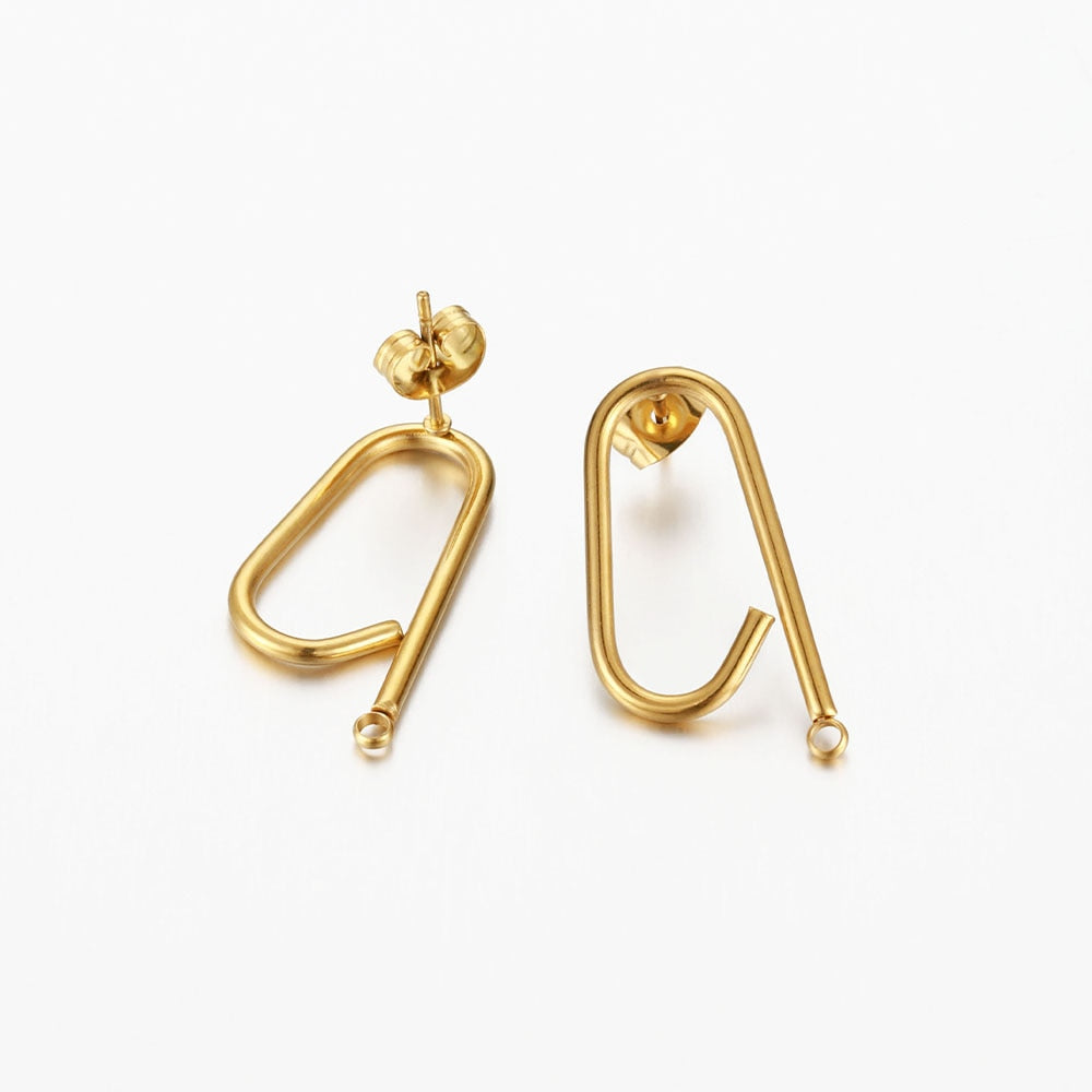 No Fade 10pcs Stainless Steel Ear Studs Earring Post Base Pins with Ear Backs Earplug for Earrings DIY Jewelry Making Components