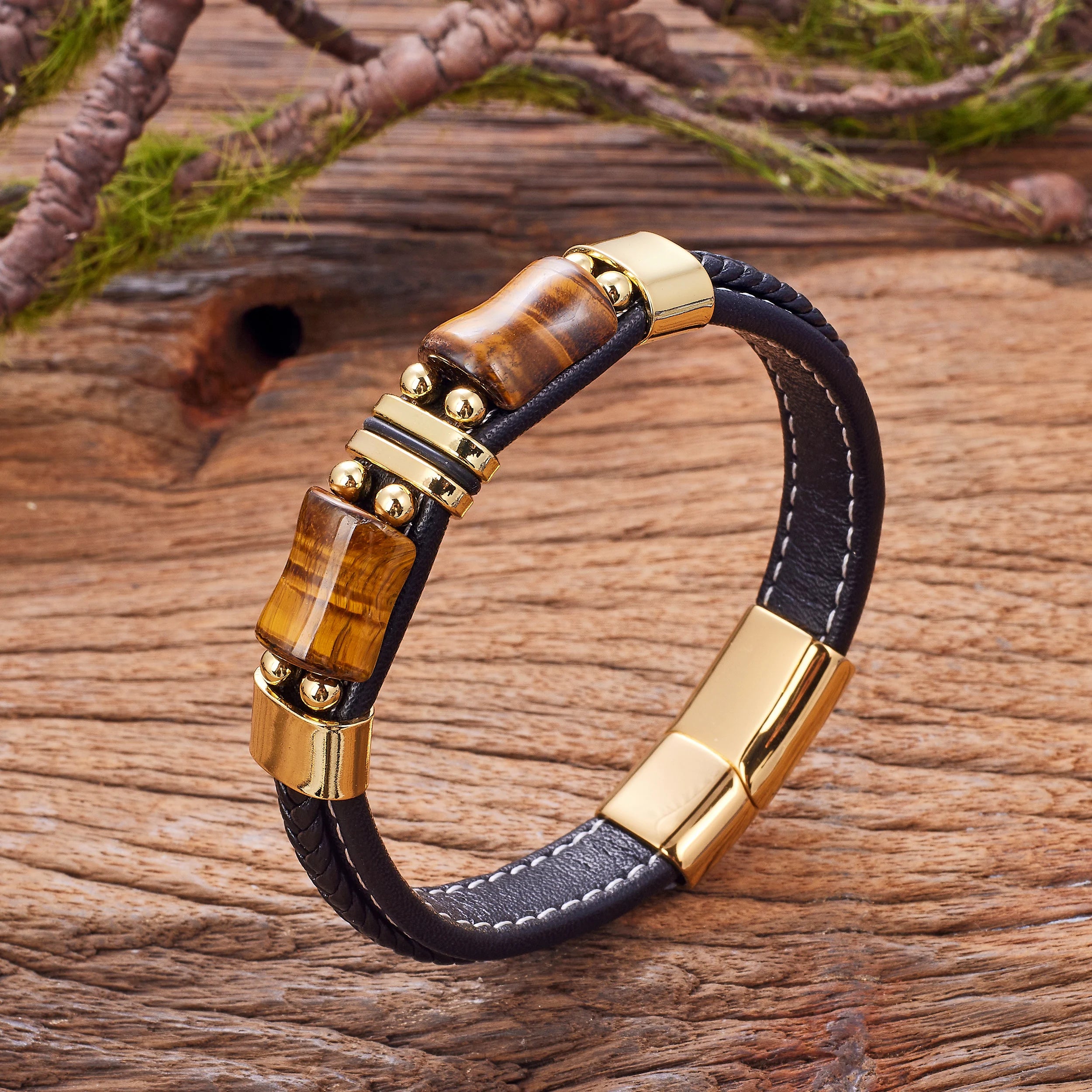 Geometric Tiger Eye Men’s Bracelet - Jeglowstore