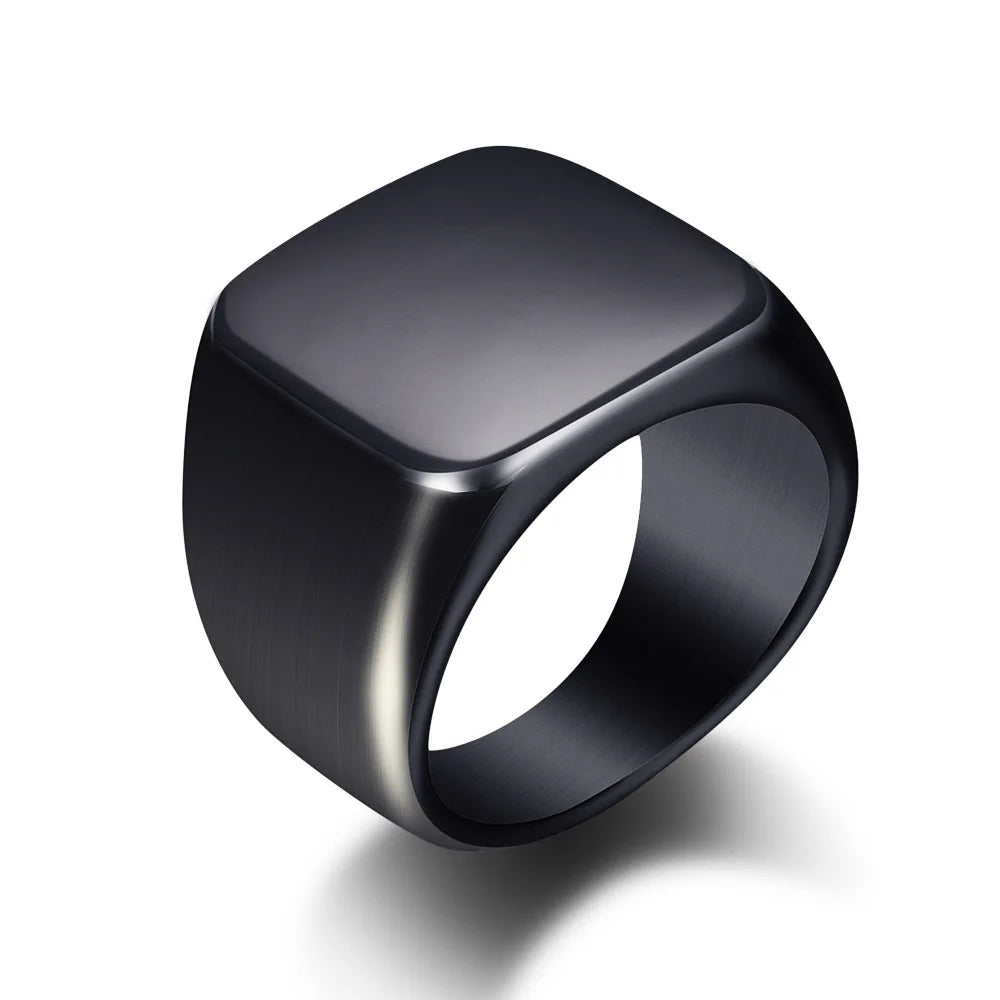Men’s Square Stainless Steel Signet Ring - Jeglowstore