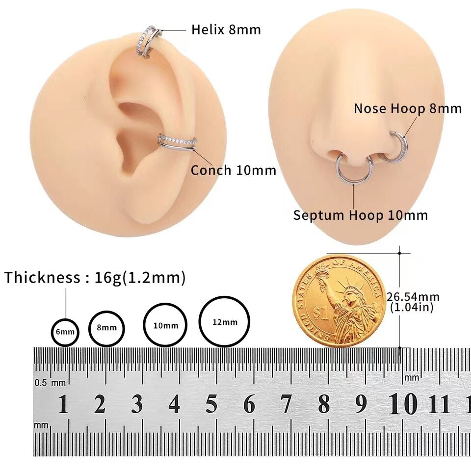 ASTM F136 Titanium Nose Piercing Ring 16G CZ Hinged Septum Clicker Segment Ear Cartilage Tragus Helix Lip Ring Piercing Jewelry