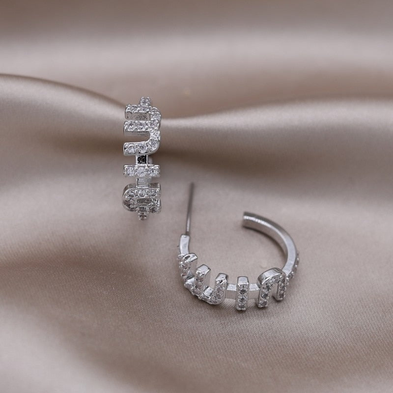 2023 Korean New Design Fashion Jewelry 14K Gold Plated Letter M Zircon Open Ring Elegant Women's Daily Work Accessories