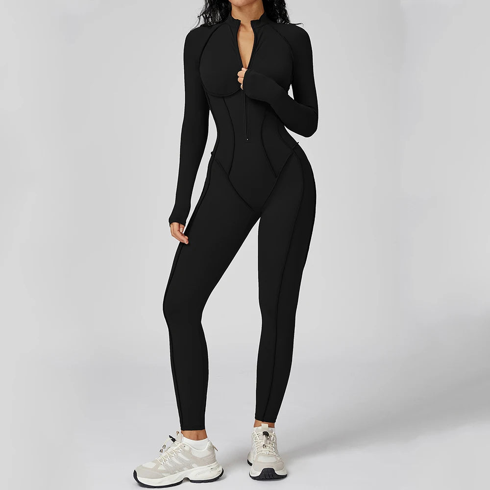 Women’s Long Sleeve Workout Bodysuit High-Intensity Jumpsuit