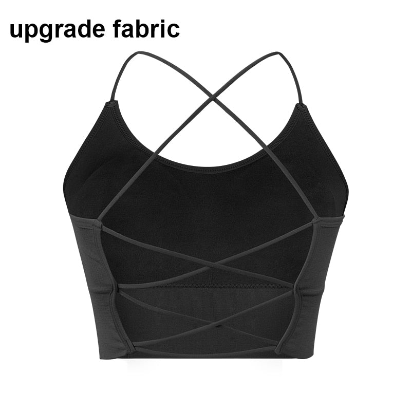 Thin Strape Yoga Sports Bra, Breathable Comfortable Workout Top Bra Without Steel Ring,Sexy Beauty Back Sports Bra for Women Gym