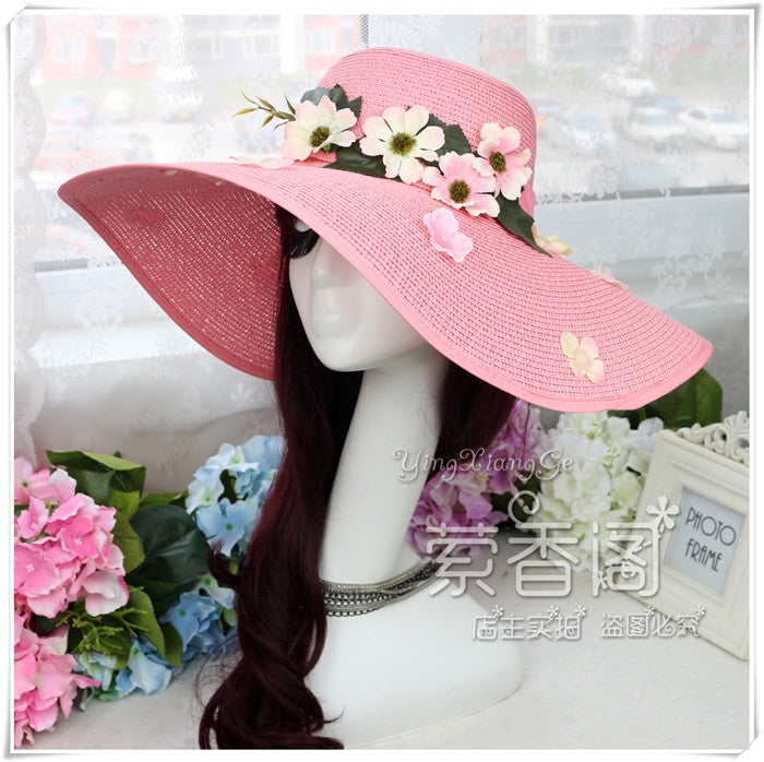 Straw Hat Hot Women 'S Sun Shade Vacation Seaside Flower Hat