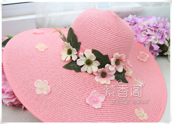 Straw Hat Hot Women 'S Sun Shade Vacation Seaside Flower Hat
