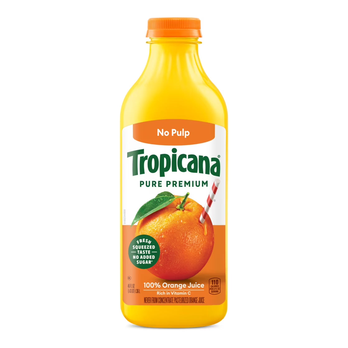 Tropicana Pure Premium 100% Orange Juice Original, No Pulp, No Sugar Added, 46 fl oz