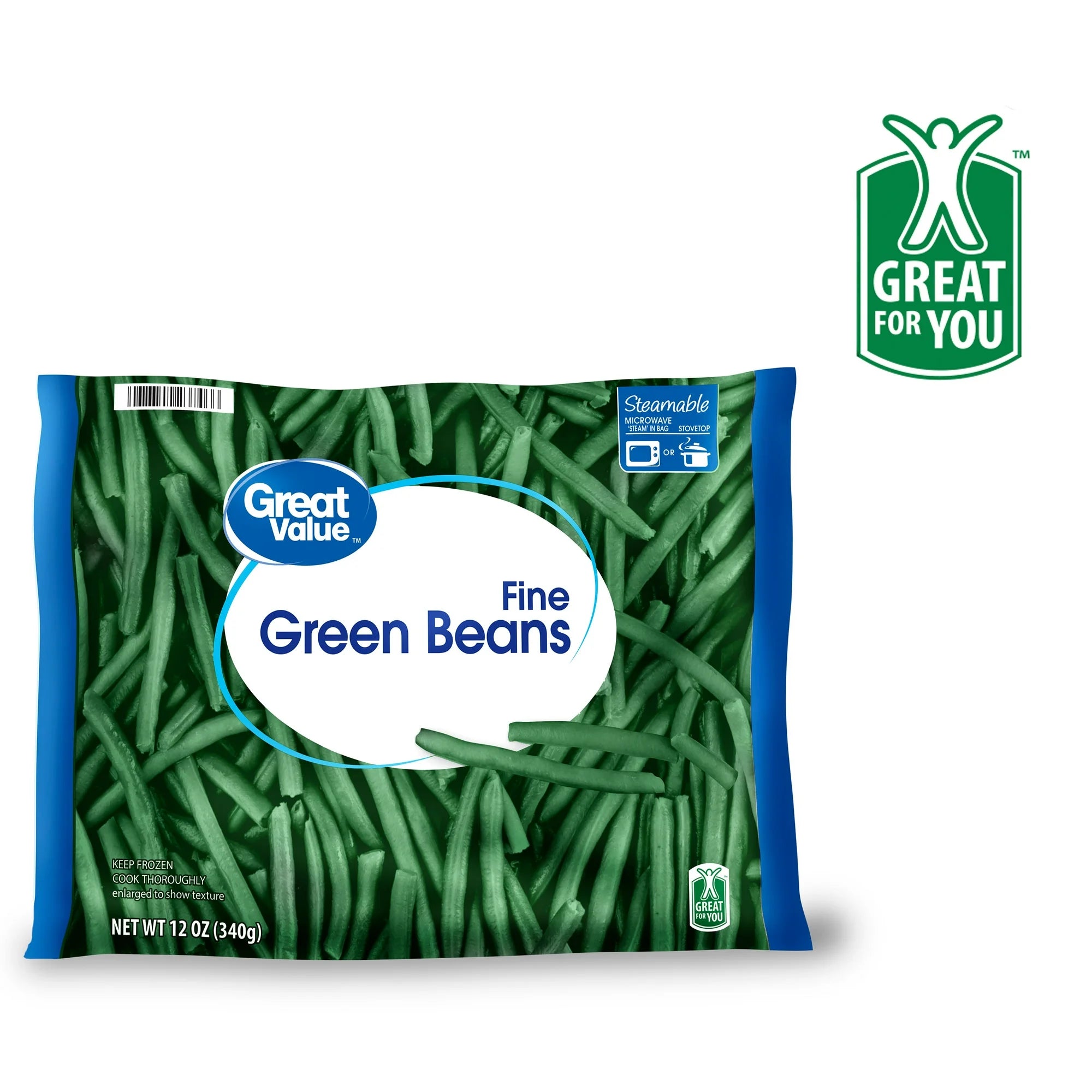 Great Value Steamable Fine Green Beans, 12 oz (Frozen)