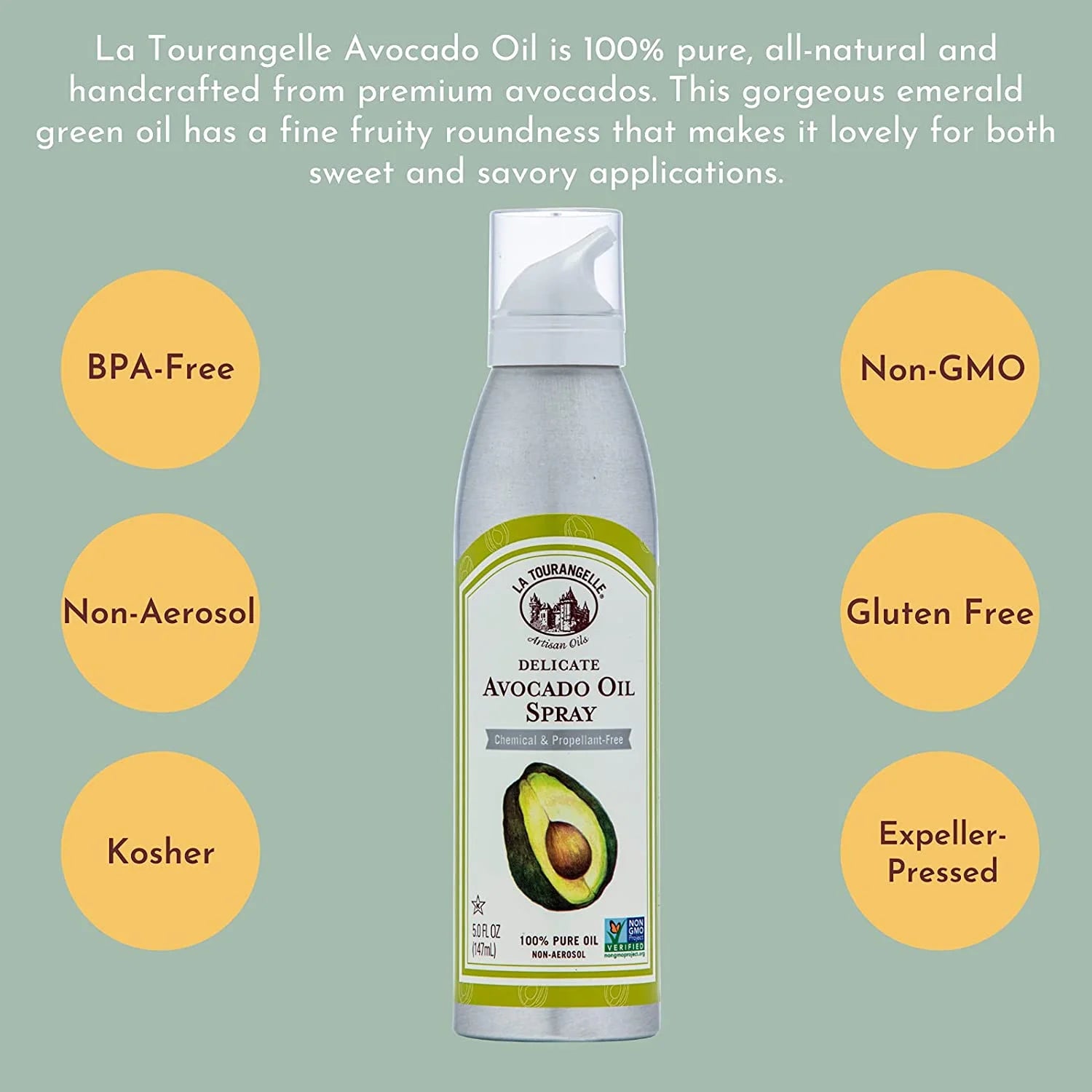 La Tourangelle, Delicate Avocado Oil Spray, 5 fl oz (147 ml)