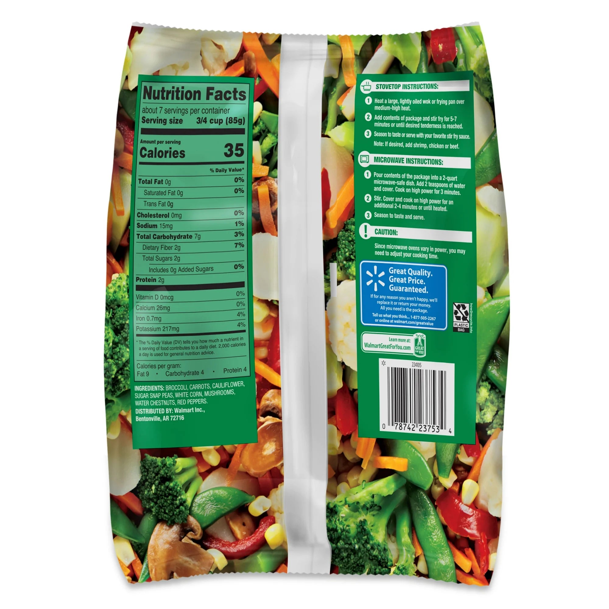Great Value Frozen Broccoli Stir Fry with Mixed Vegetables, 20 oz Bag