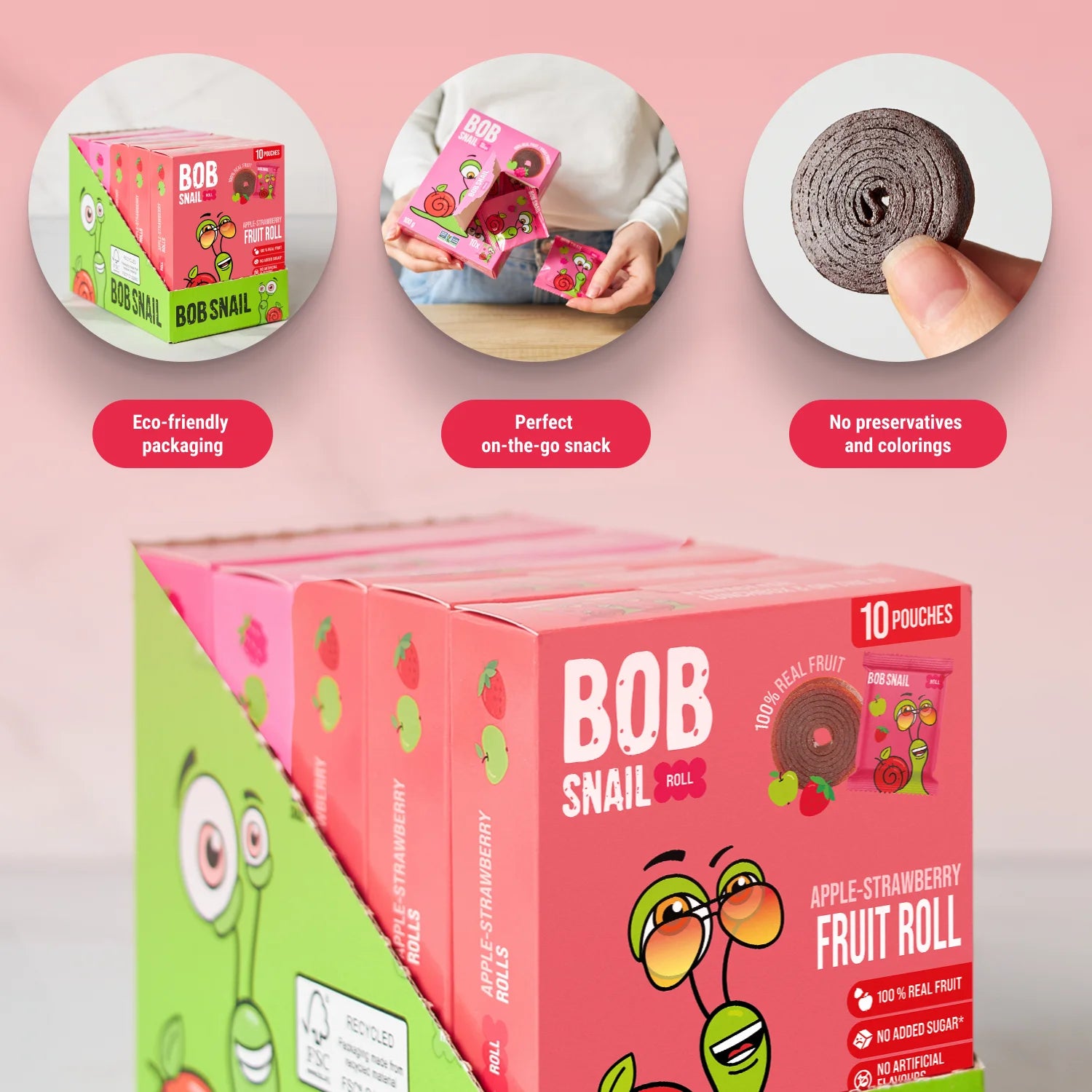 Bob Snail Berry Mix Gluten-Free Fruit Roll Ups, 50 Pieces